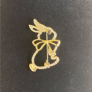 Gold Bunny Brooch with Crystals